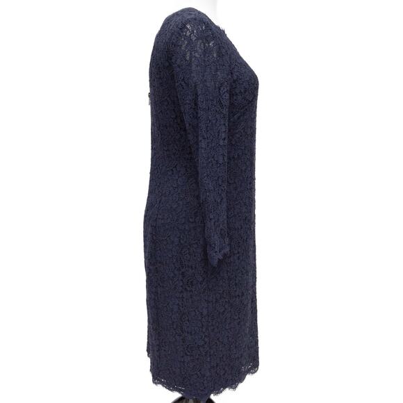 Adrianna Papell Blue Lace Formal Mini Dress Size 6 - Picture 4 of 12